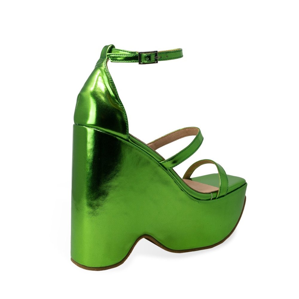 Chase & Chloe Women’s Chunky Flatform Wedge Slide Heeled Sandal - Picture 3 of 4